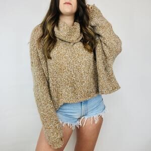 Free People Brown turtleneck boucle Knit Sweater